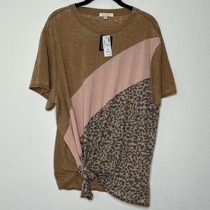 *NEW* Loralette Women’s Cheetah Color Block Print Burnout Tee